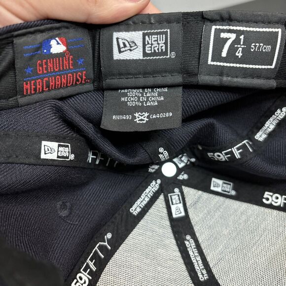 Boston Red Sox Script Baseball MLB New Era 59Fifty Fitted Hat Size 7 1/4 Wool - Picture 9 of 11